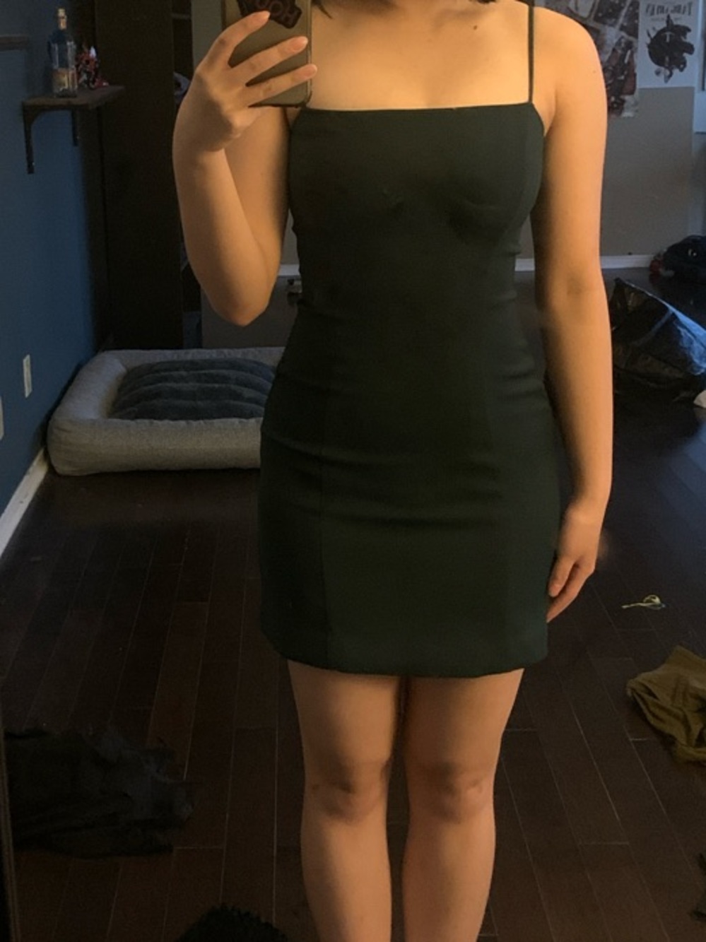 Forest Green Spaghetti Strap Mini Dress